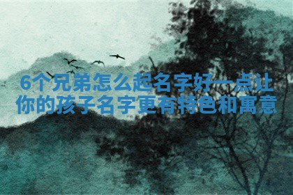 6个 🐬 兄弟怎么起名字 🔌 好一点 让你的孩子名字更有特色和寓意